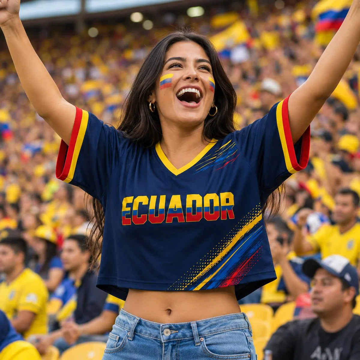Custom Ecuador Soccer Croptop Jersey for Women