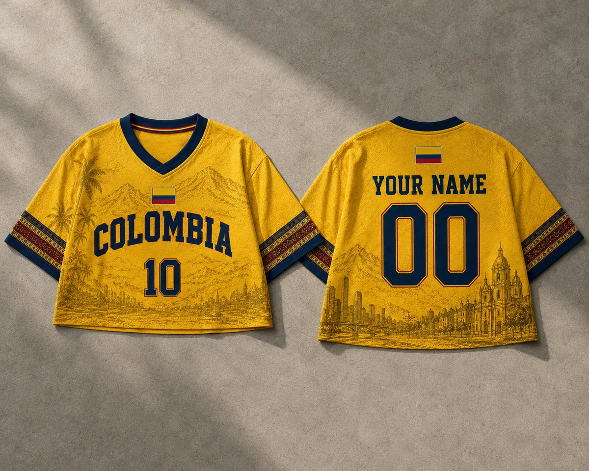 Personalized Colombia Soccer Football Jersey Crop Top