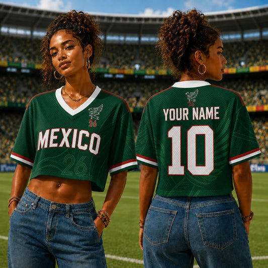 Personalized Mexico Soccer Football Jersey Crop Top