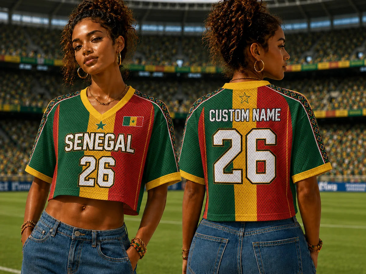 Personalized Senegal Soccer Football Jersey Crop Top
