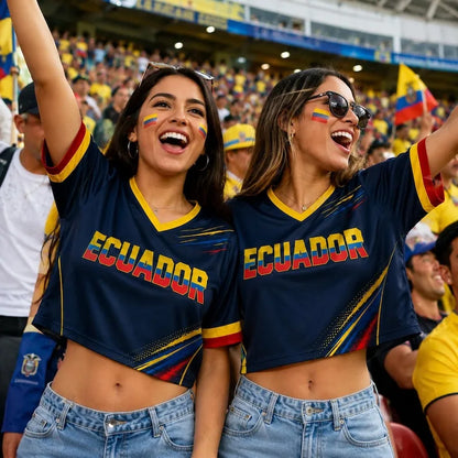 Custom Ecuador Soccer Croptop Jersey for Women