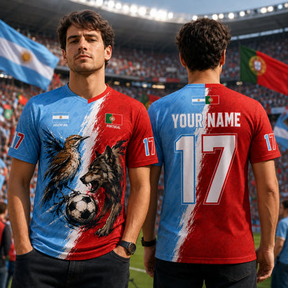Custom Argentina Portugal Split Soccer Jersey