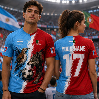 Custom Argentina Portugal Split Soccer Jersey