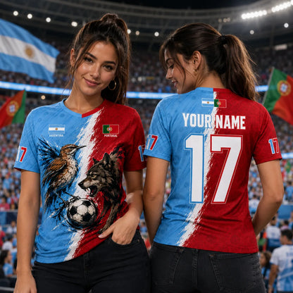 Custom Argentina Portugal Split Soccer Jersey