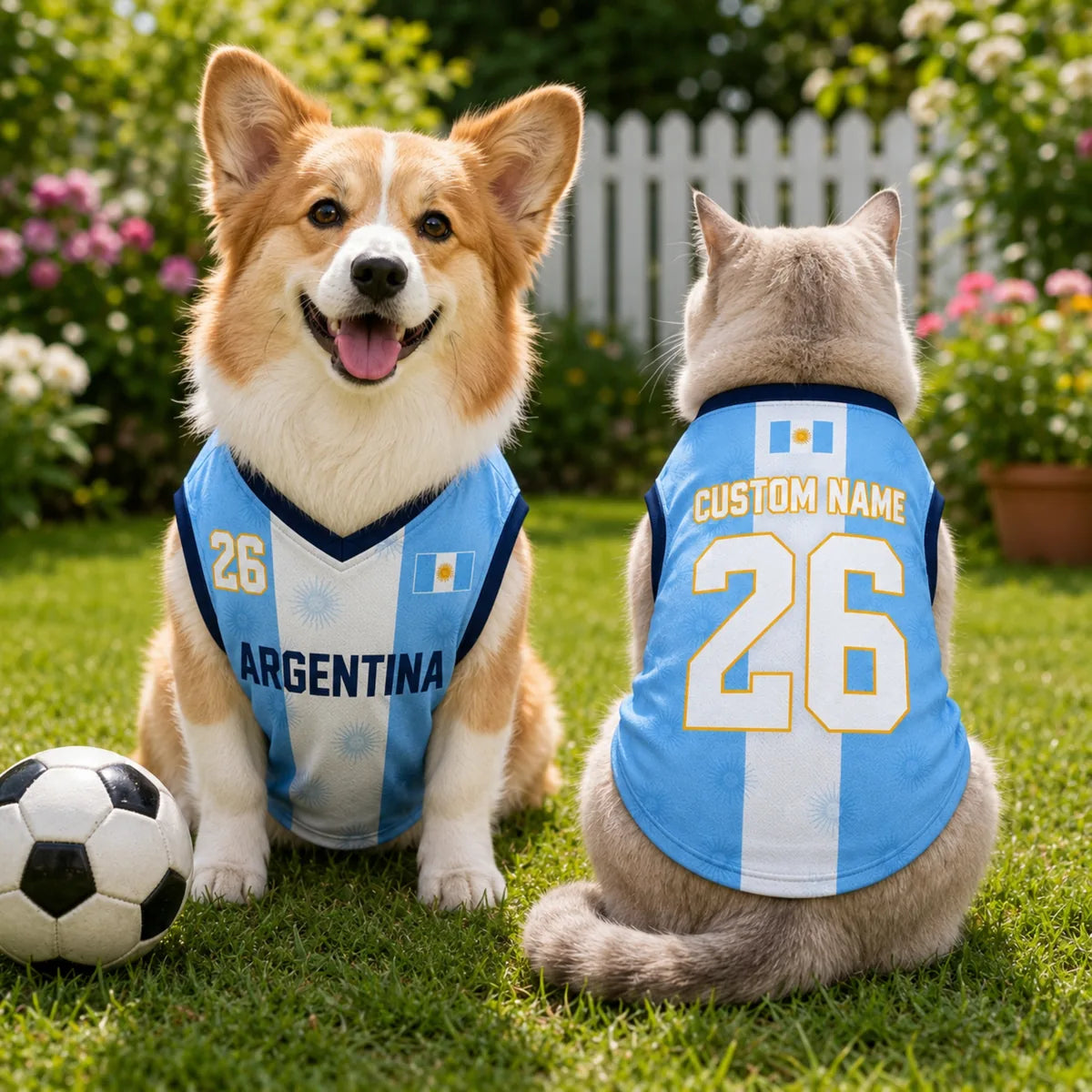 Personalized Argentina Pet Soccer Jersey Shirt