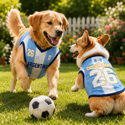 Personalized Argentina Pet Soccer Jersey Shirt