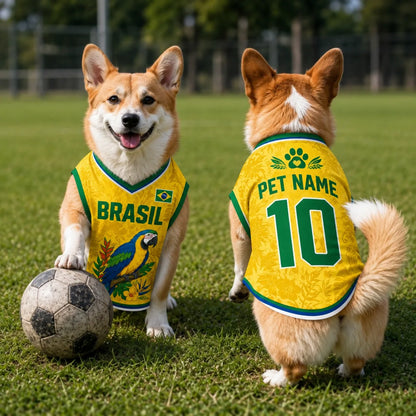 Personalized Brasil Dog Soccer Jersey Shirt