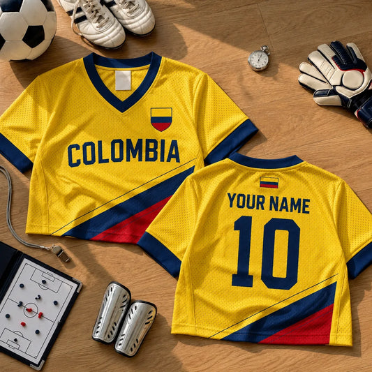Personalized Colombia Soccer Football Jersey Crop Top
