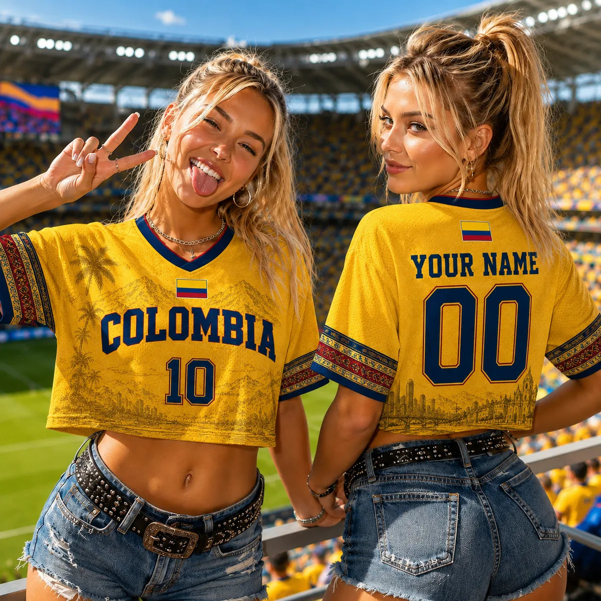 Personalized Colombia Soccer Football Jersey Crop Top