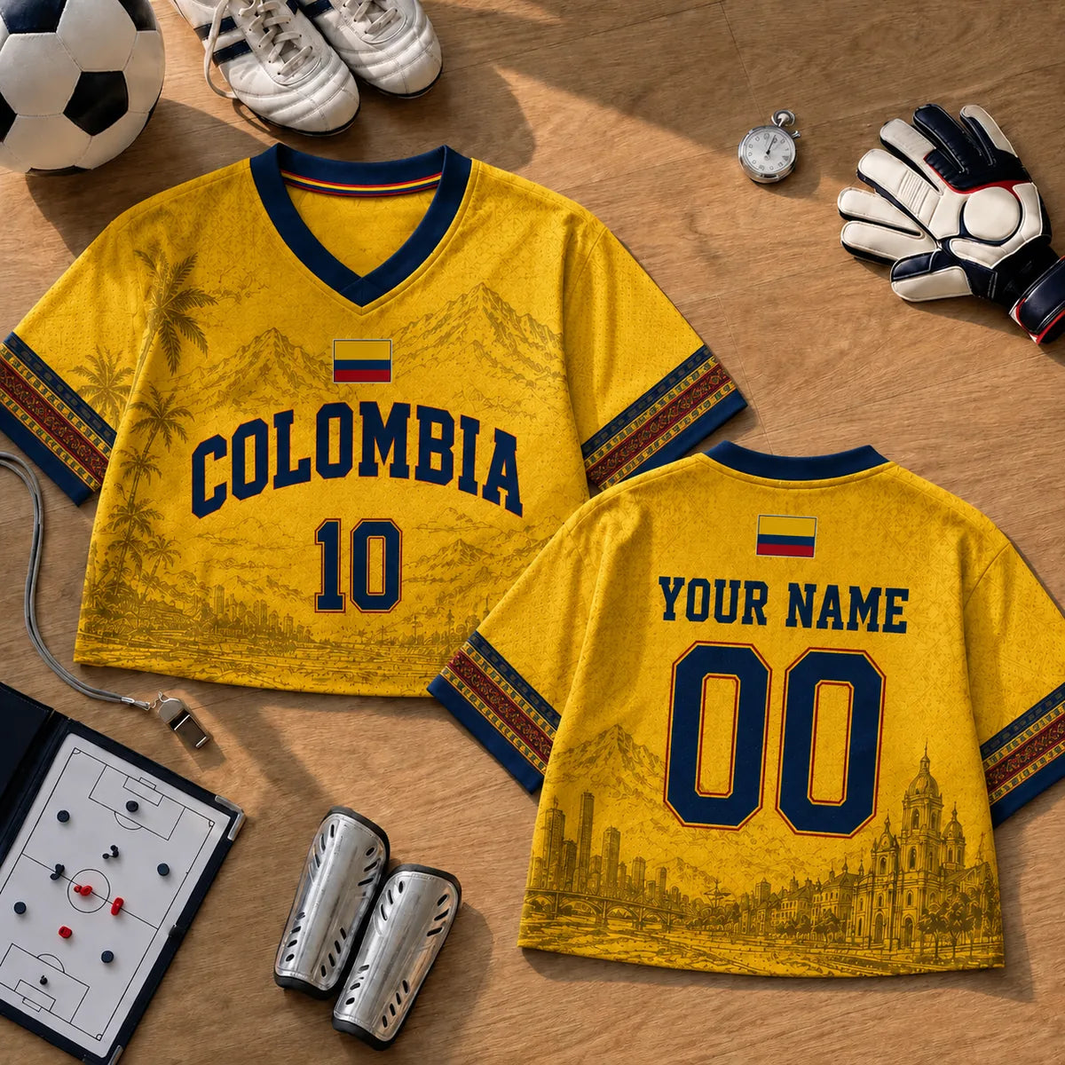 Personalized Colombia Soccer Football Jersey Crop Top