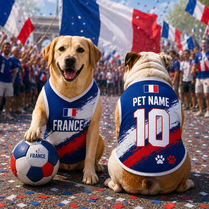 Personalized France Pet Soccer Jersey