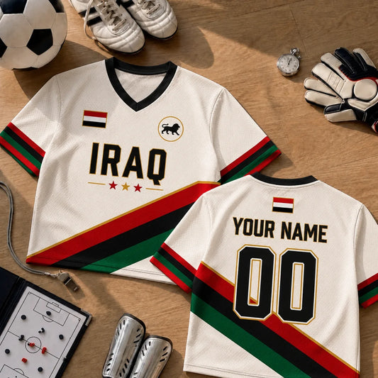 Personalized Iraq Soccer Football Jersey Crop Top