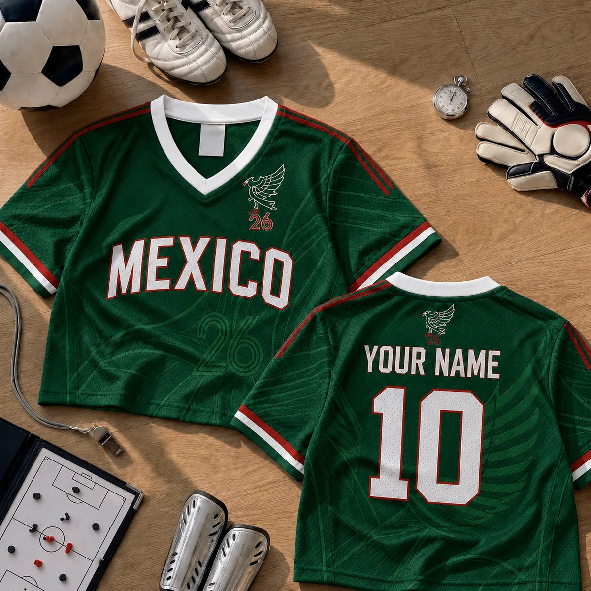 Personalized Mexico Soccer Football Jersey Crop Top