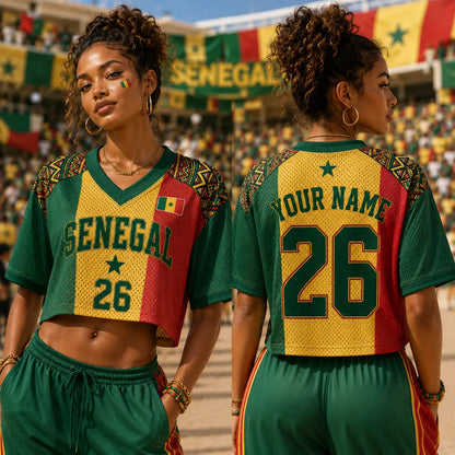 Personalized Senegal Soccer Football Jersey Crop Top