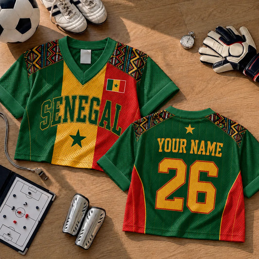 Personalized Senegal Soccer Football Jersey Crop Top